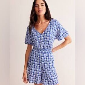 BODEN smocked jersey playsuit-surf rompe, pineapple tropical print size US0R